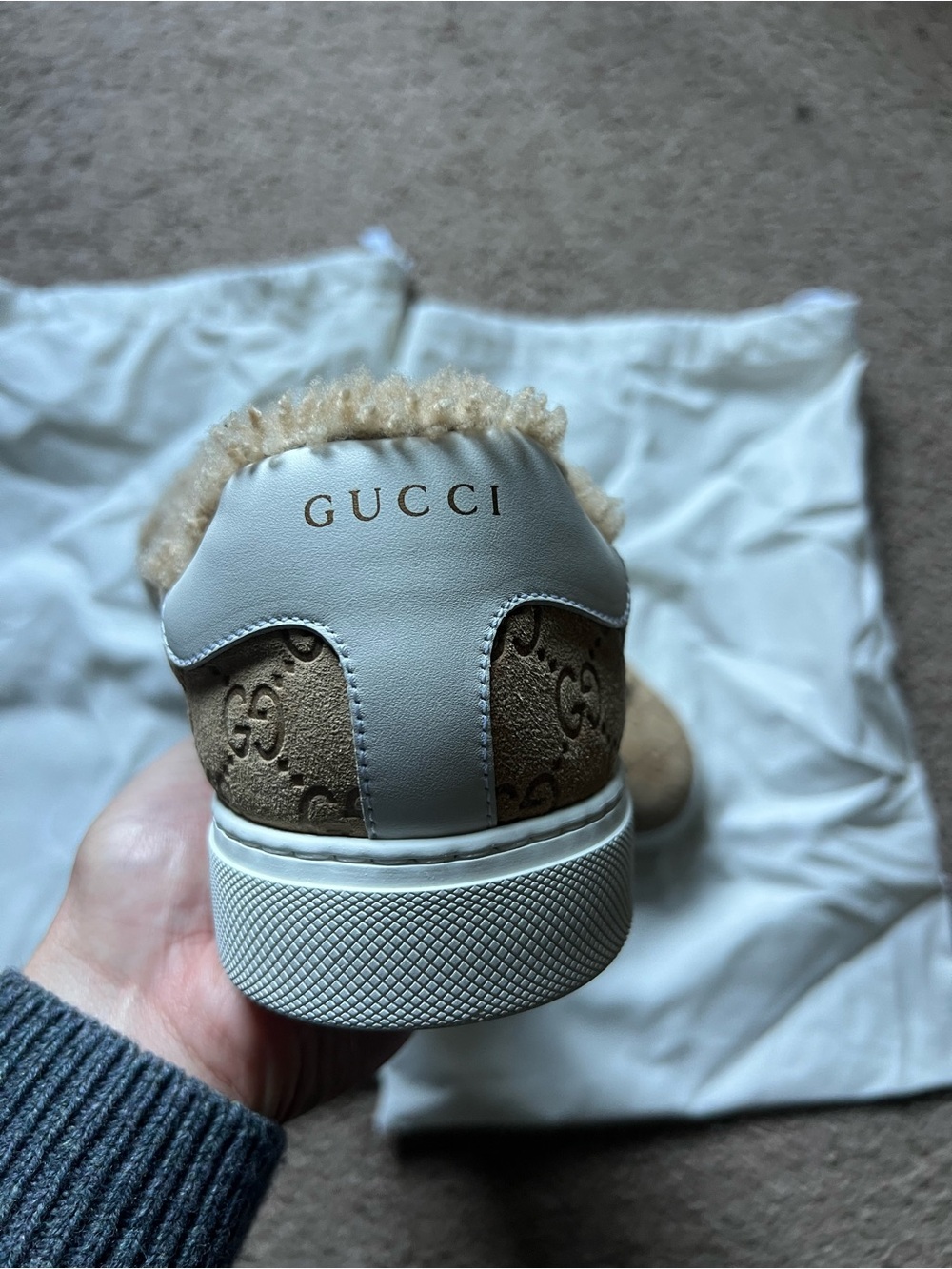 Gucci Tan GG Supreme Sneakers with Green-Red Web Stripe - Picture 9 of 16